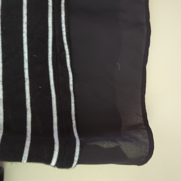 Talbots Striped Rayon Blend Top Large Petite Black White Stripes - Picture 5 of 16